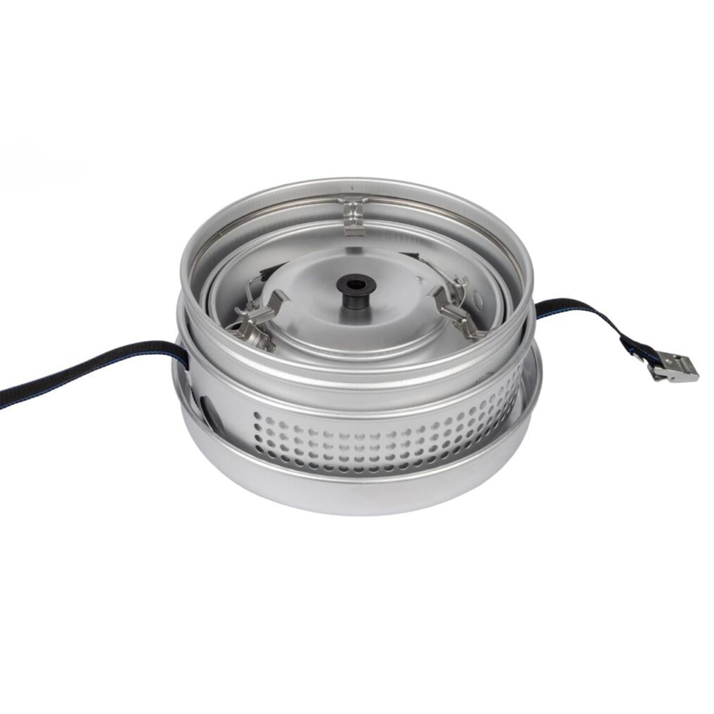 Trangia indų rinkinys stovyklavimui aliuminis nelimpančiu paviršiumi kompaktiškas ir patogus transportuoti gaminant lauke.