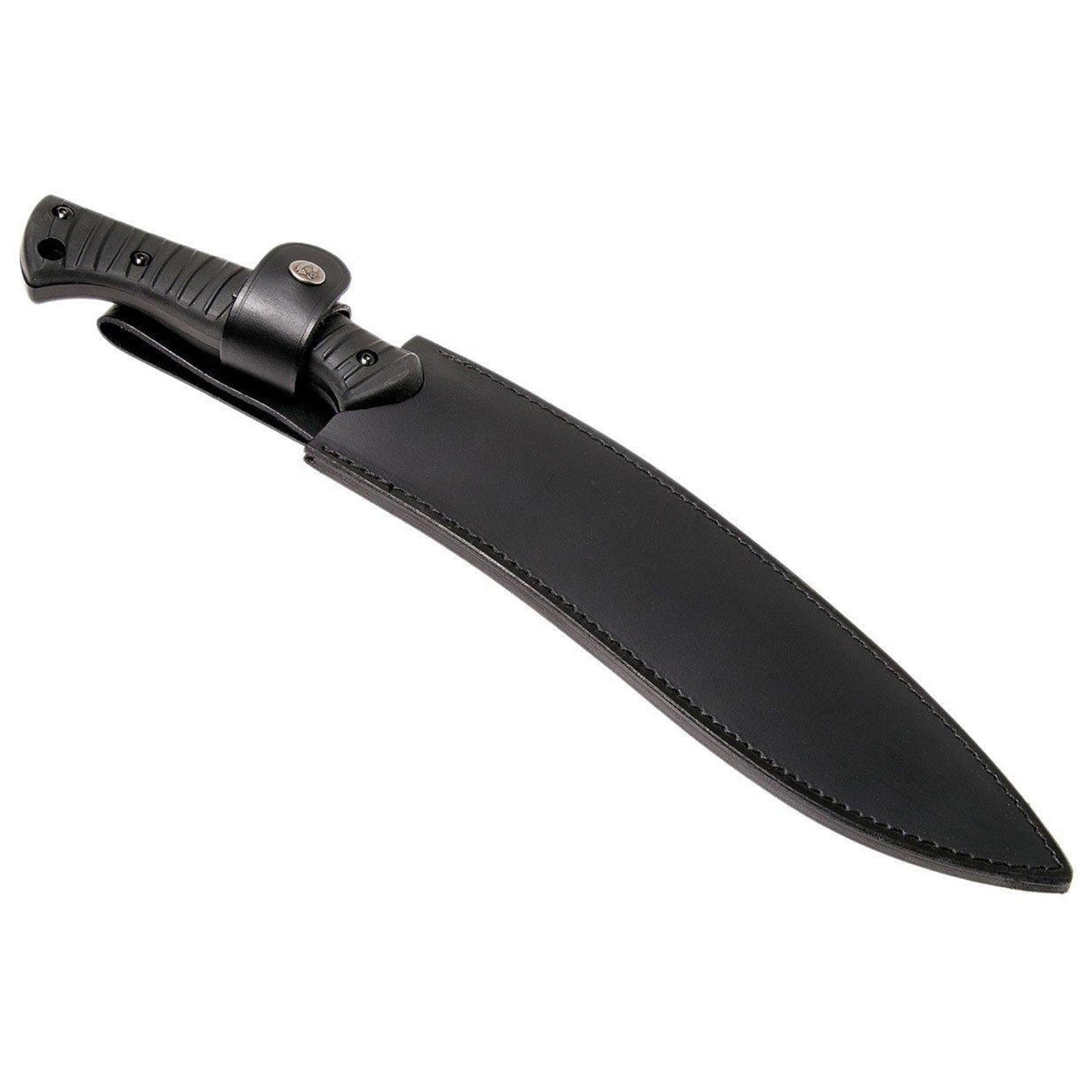 Fox Knives KUKRI mačetė pagaminta iš 4119 nitro-B nerūdijančio plieno su odiniu dėklu saugiam laikymui.