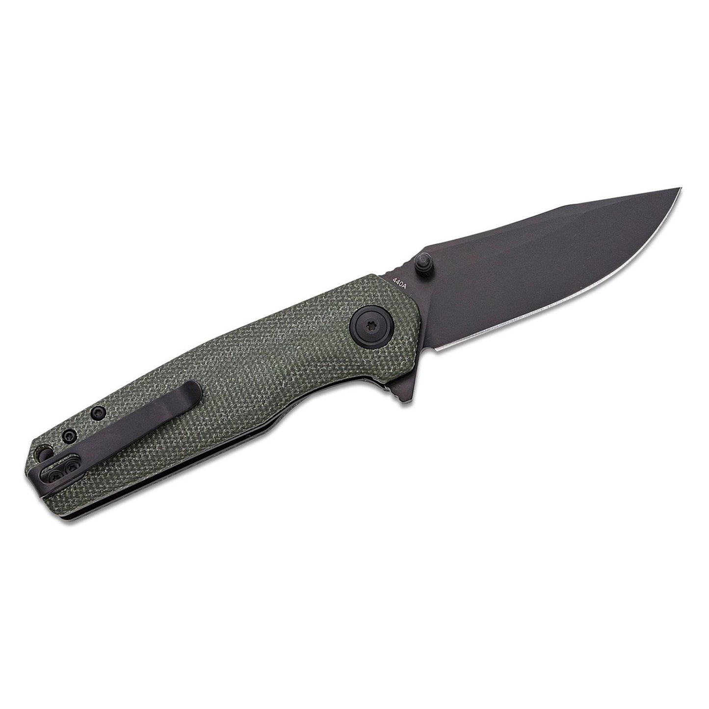 BOKER Field Flipper sulankstomas peilis su juoda 440A plieno gelezte ir zalia mikartos rankena