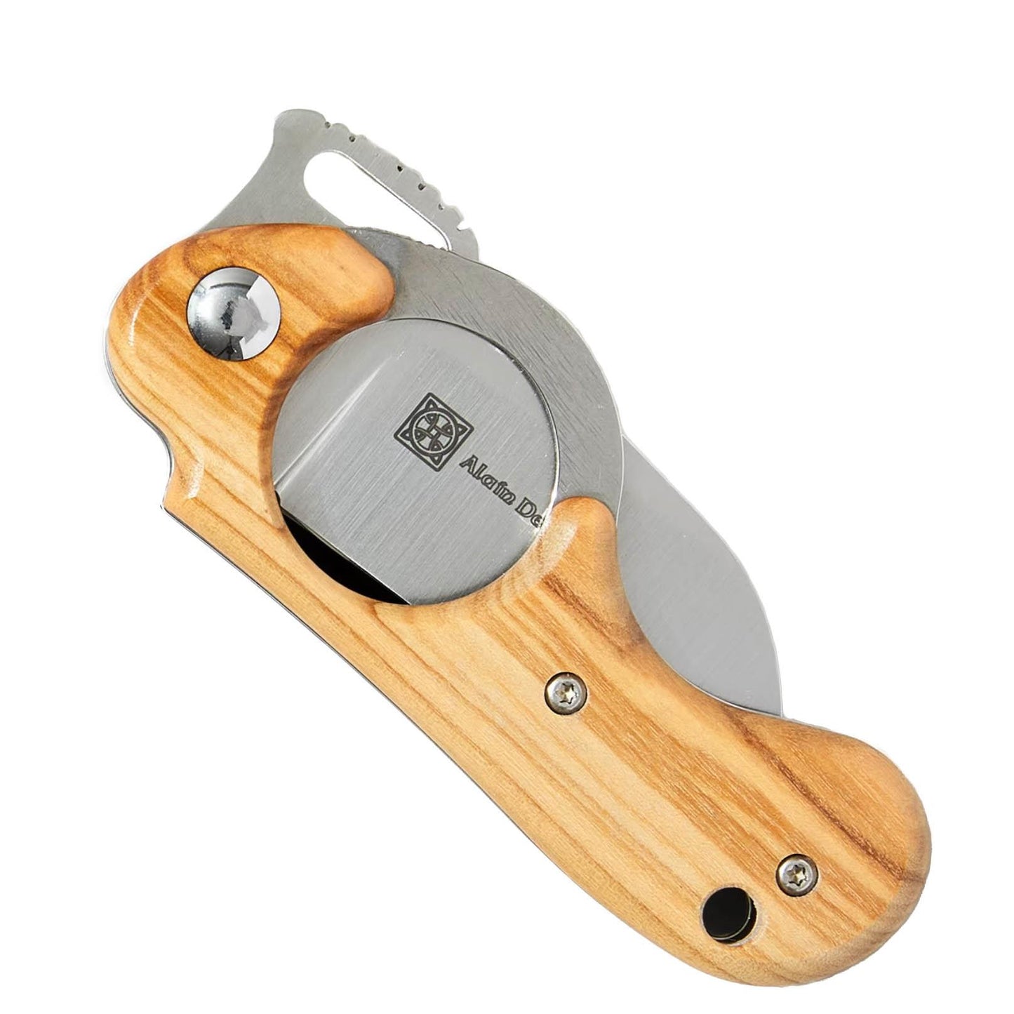 Fox Knives Elite atlenkiamas kišeninis peilis N690Co plienas su alyvmedžio rankena ir satininiu ašmenų paviršiumi.