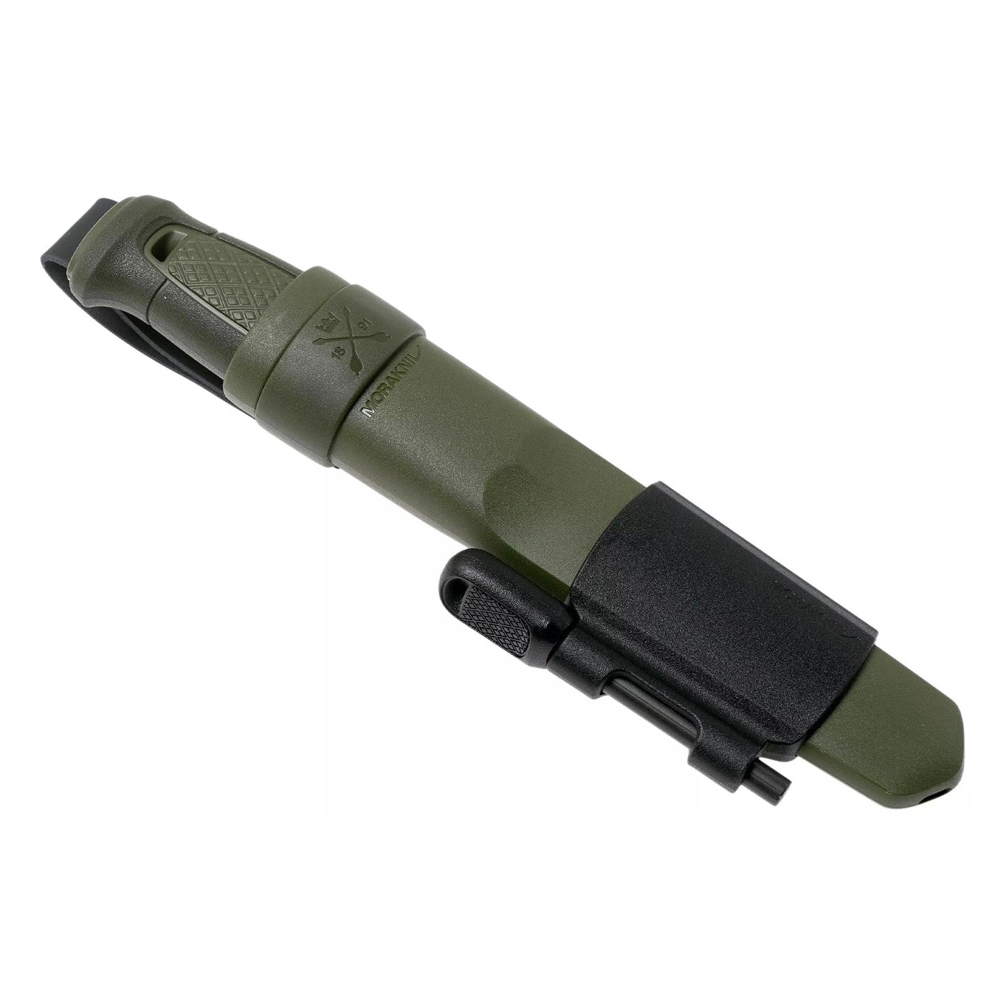 MORAKNIV Kansbol išgyvenimo peilis su ugnies keltuvu ir galąstuvu, žalias, patogus ir tvirtas gamtos nuotykiams.