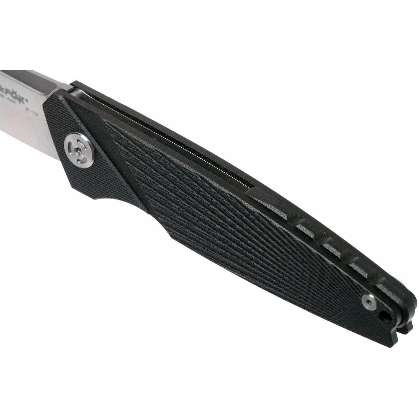 Fox Knives METROPOLIS sulankstomas kišeninis peilis su juodu G10 rankena ir 440C nerūdijančio plieno ašmenimis.
