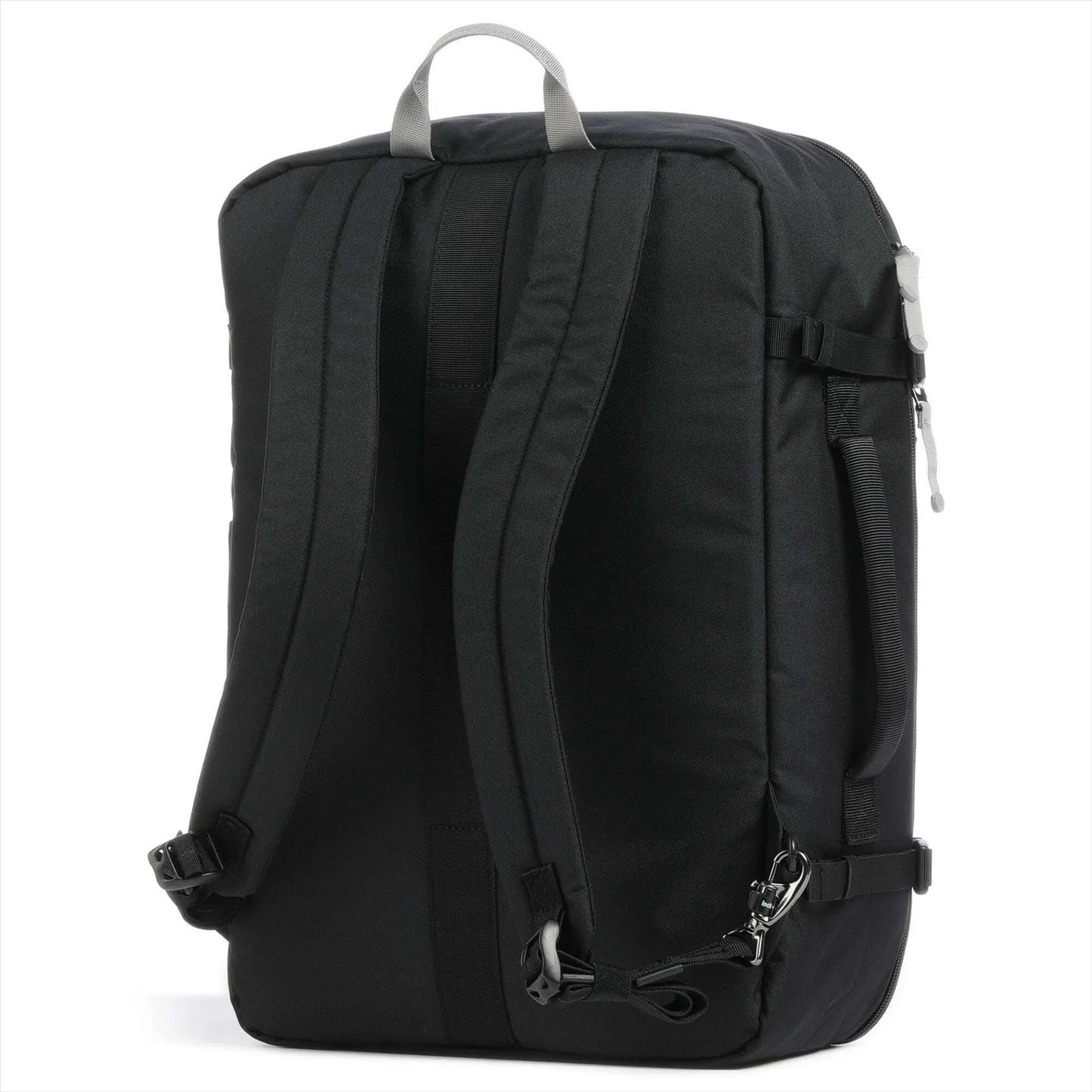 Pacsafe Go 34L kelioninė kuprinė su apsauga nuo vagysčių, juodos spalvos, patogi nešioti.