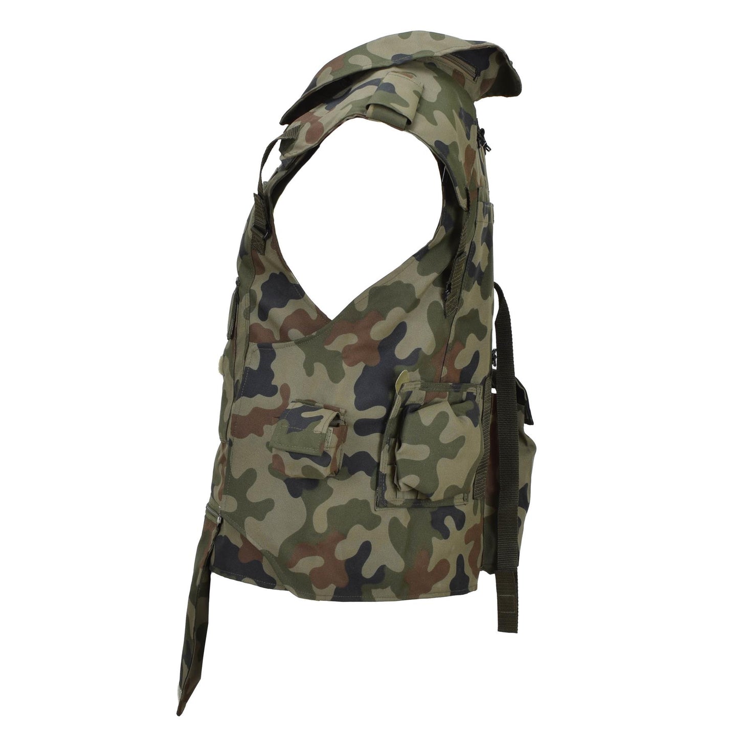 Polish army tactical vest with holsters for storing equipment Woodland print