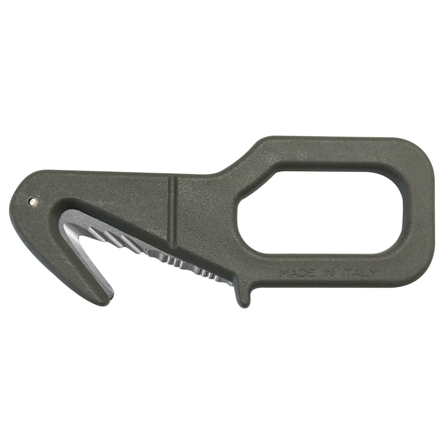 Fox Knives RESCUE EMERGENCY TOOL 640 OD gelbėjimosi peilis iš AISI 420 plieno su pjovimo kabliu.