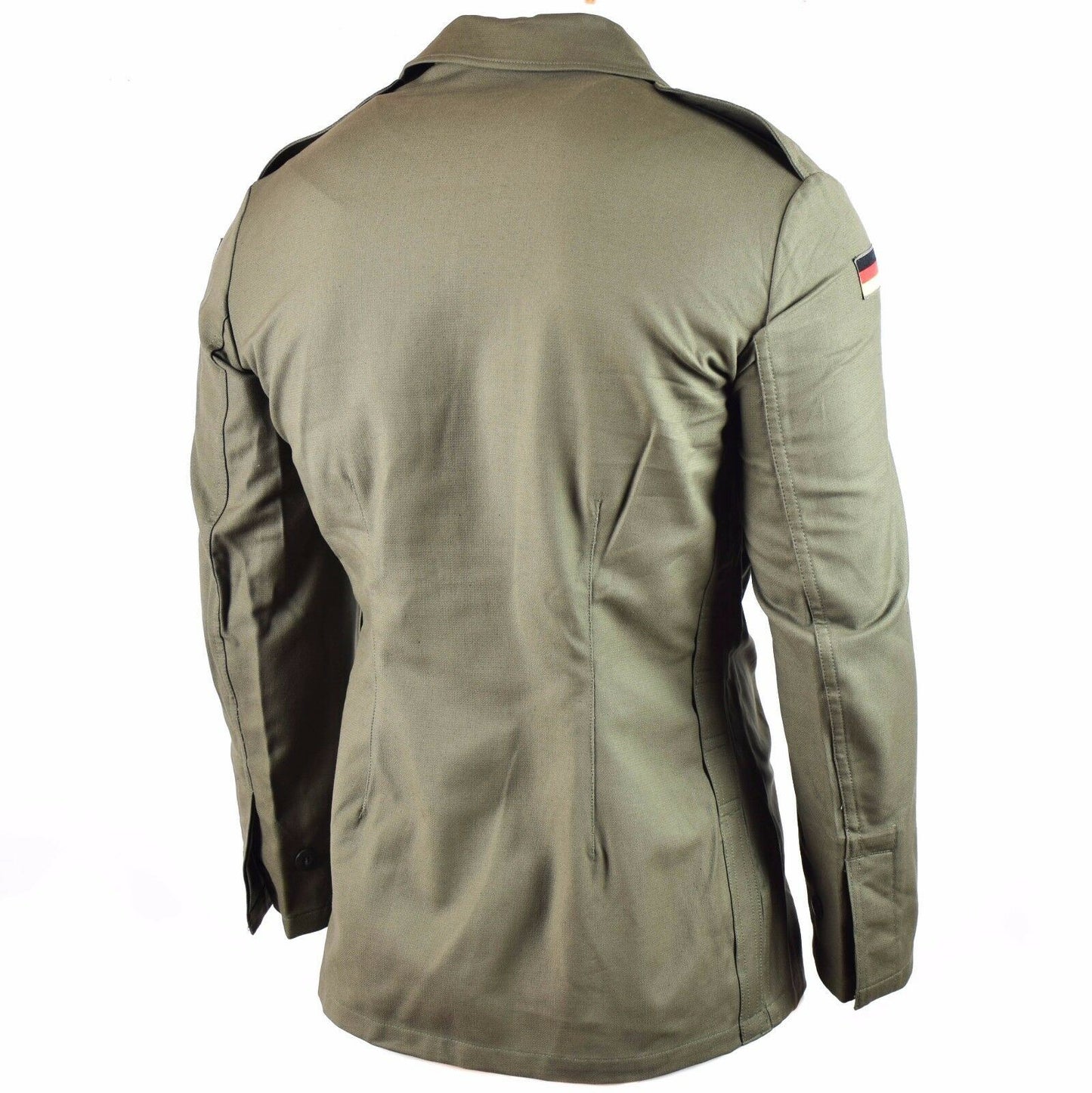 Original German army Moleskin jacket. Vintage BW army field olive drab jacket su epoletais ir Vokietijos vėliavėle.