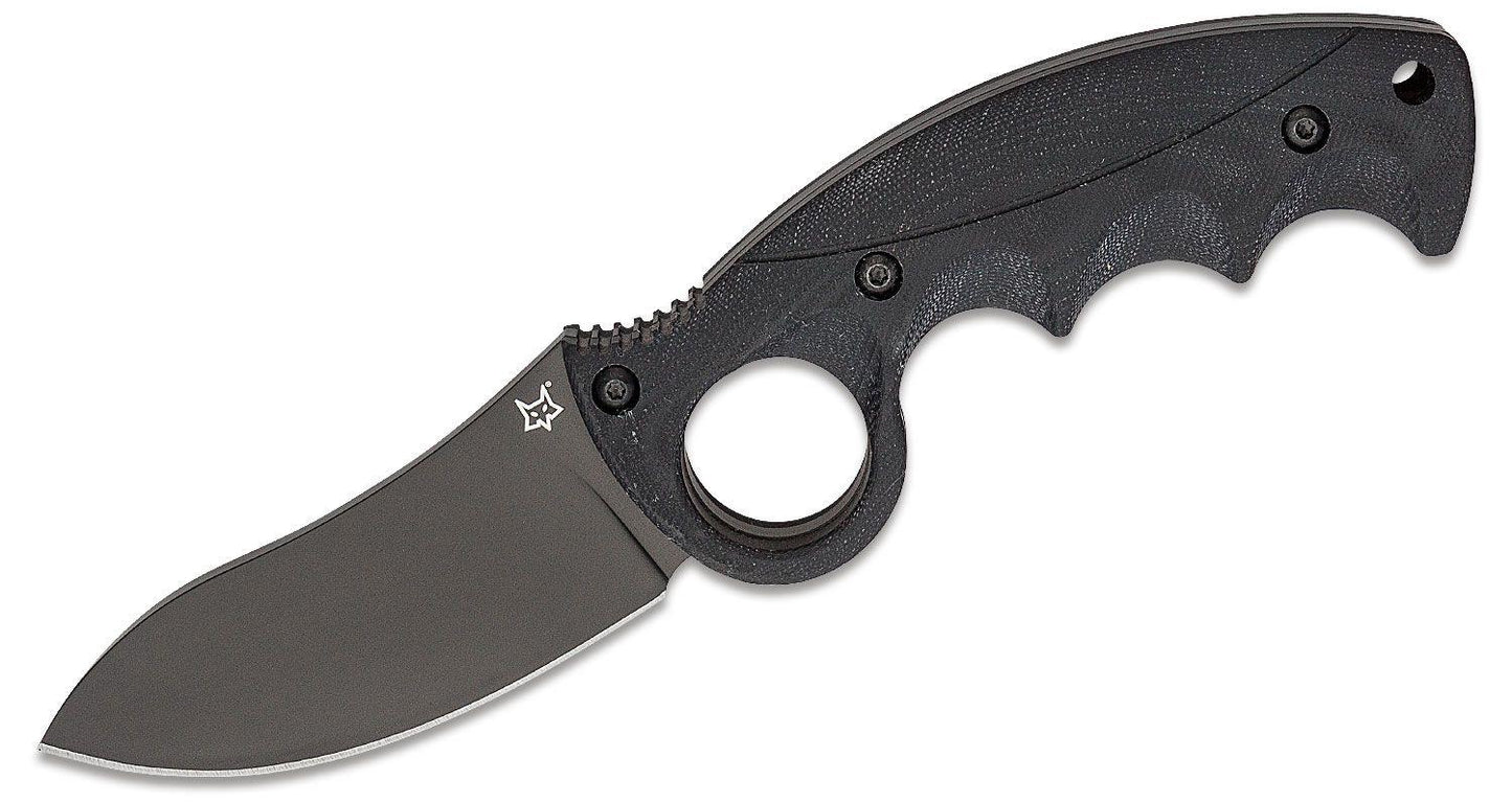 Fox Knives Alaskan Hunter Itališkas fiksuotas peilis juodas su patogia G10 rankena ir tvirta BECUT plieno geležtė.