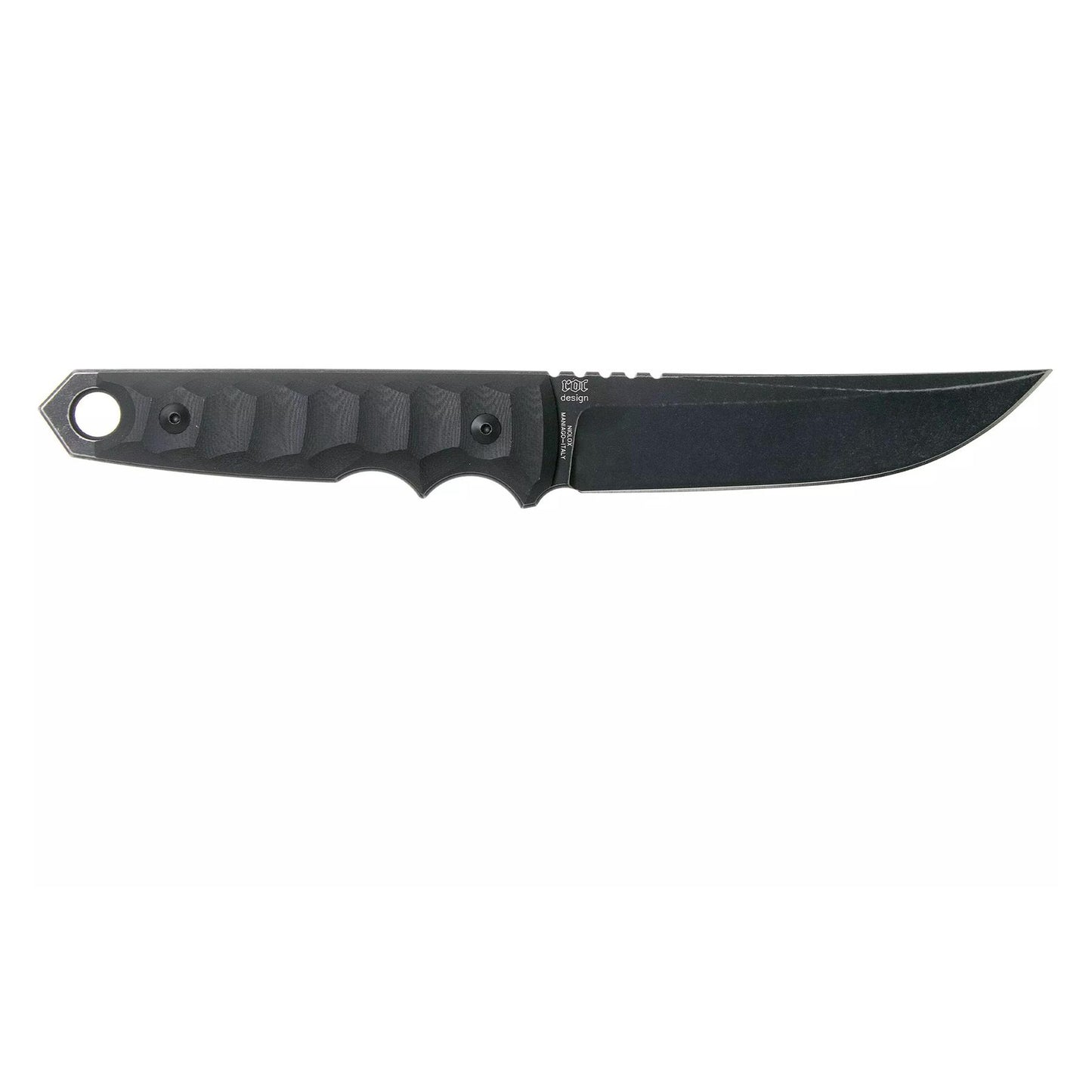 Fox Knives FKMD RYU taktinis modifikuotas tanto tipo peilis fiksuotais ašmenimis juodu kotu ir blukinta geležte