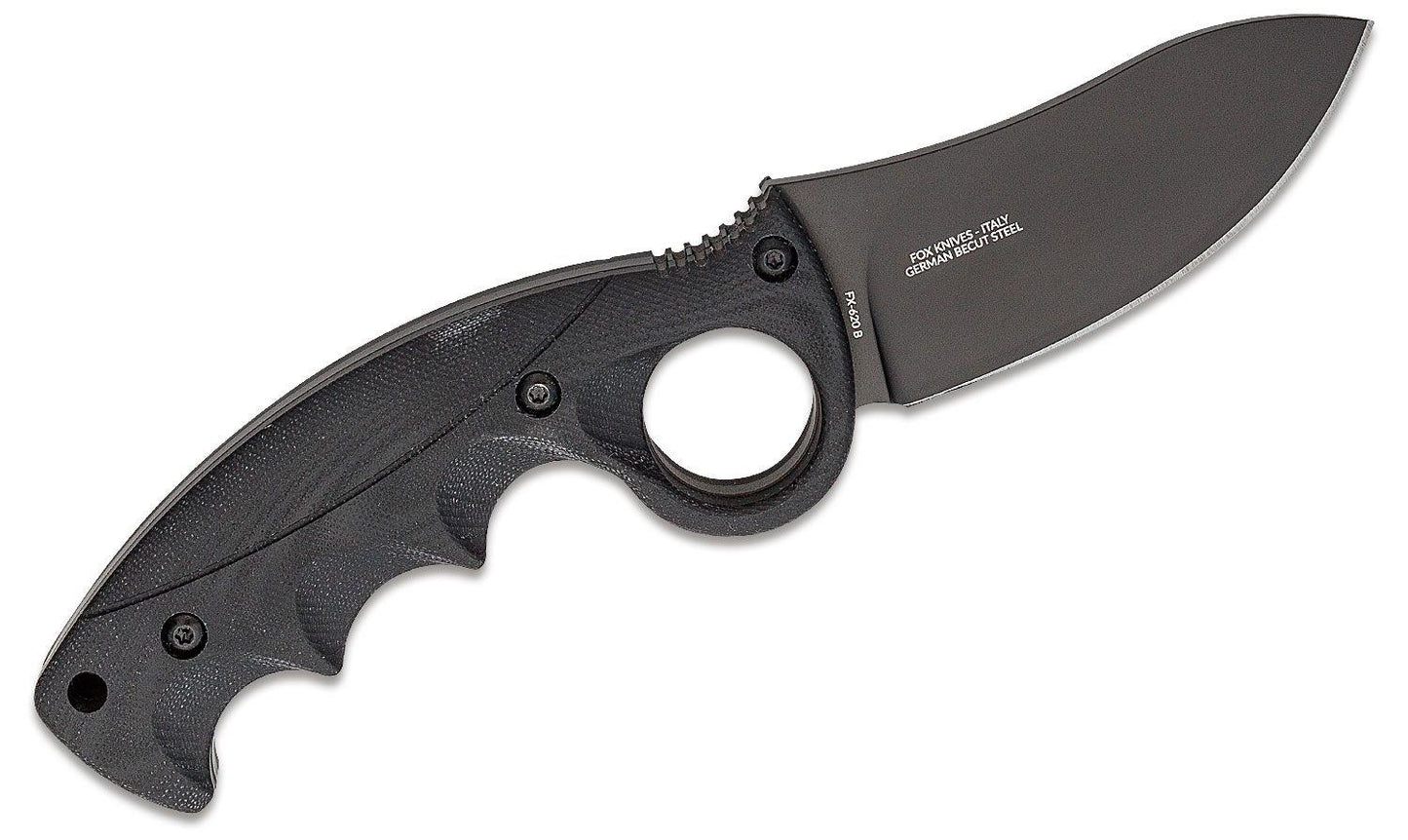 Fox Knives Alaskan Hunter Itališkas fiksuotas peilis su juoda G10 rankena ir 9 cm Vokišku BECUT nerūdijančiu plienu.
