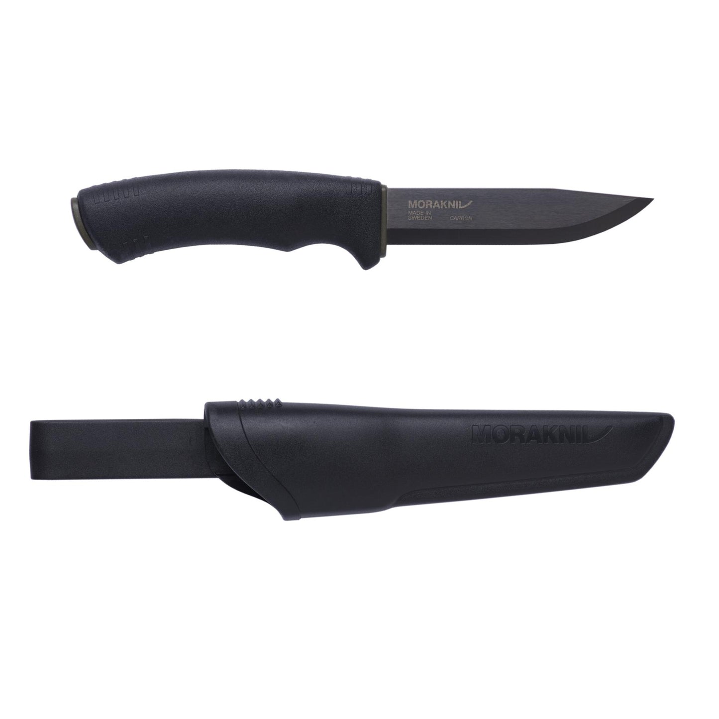 MORAKNIV Bushcraft universalus peilis fiksuota geležte pilna įkotė su tvirtu dėklu ir ergonomiška TPE rankena.