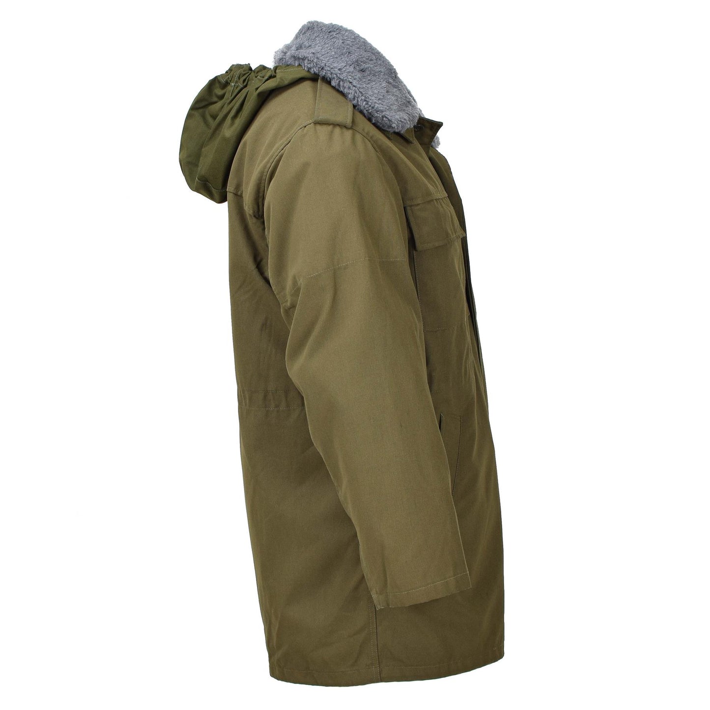 Czech military parka-style jacket with lining in olive color