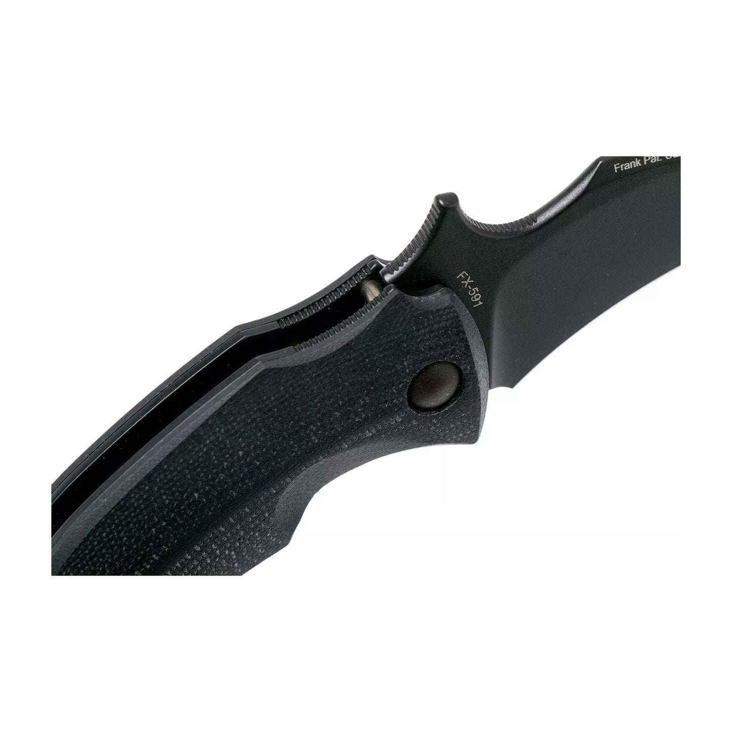 Fox Knives BLACK BIRD sulankstomas kišeninis karambito formos peilis su N690Co plieno ašmenimis ir patogia rankena.