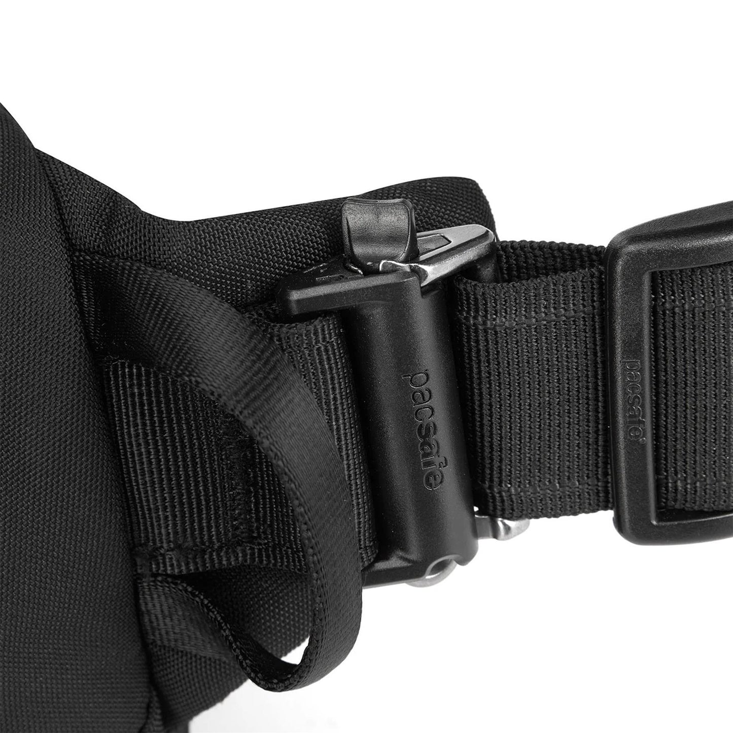 Pacsafe Vibe 100 juosmens krepšelis 4L su apsauga nuo vagysčių ir užrakinamais užtrauktukais juodas dizainas