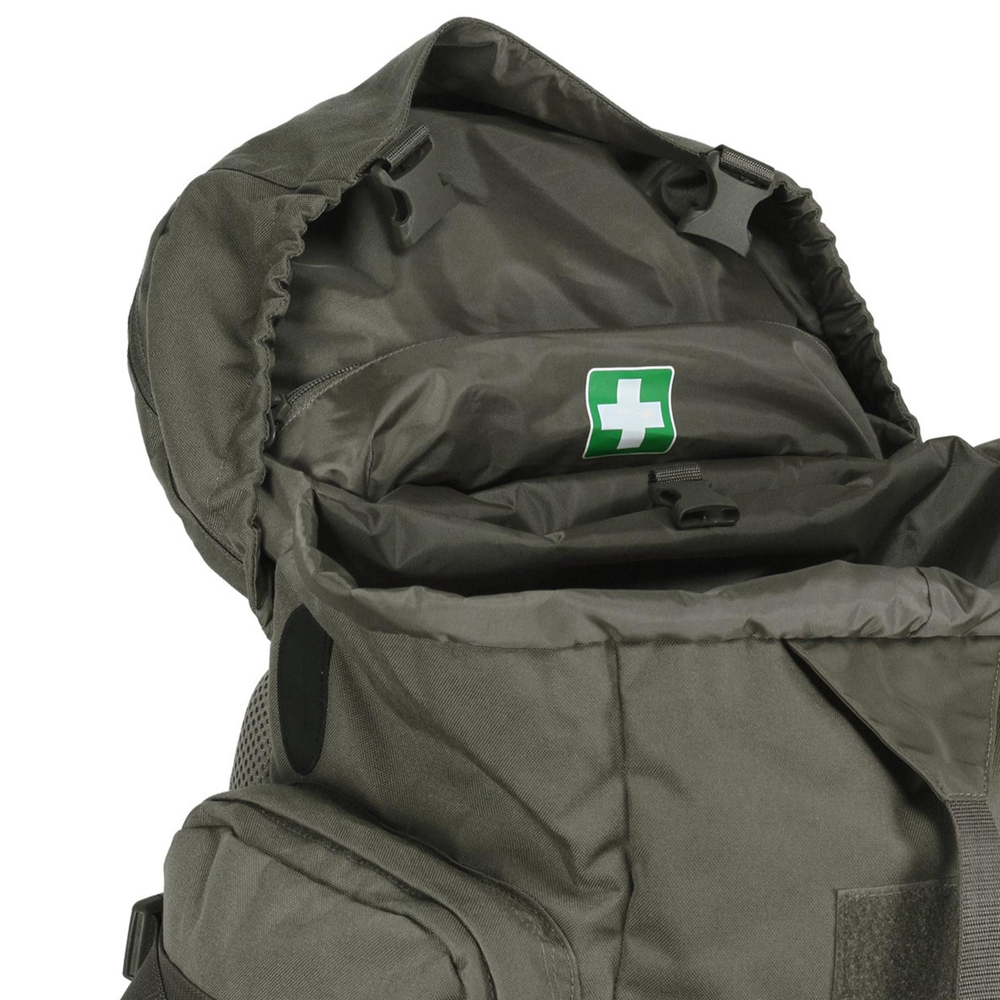 Tasmanian Tiger Raid Pack MK III 52L taktinė kuprinė su MOLLE sistema ir nuimamu juosmens diržu.
