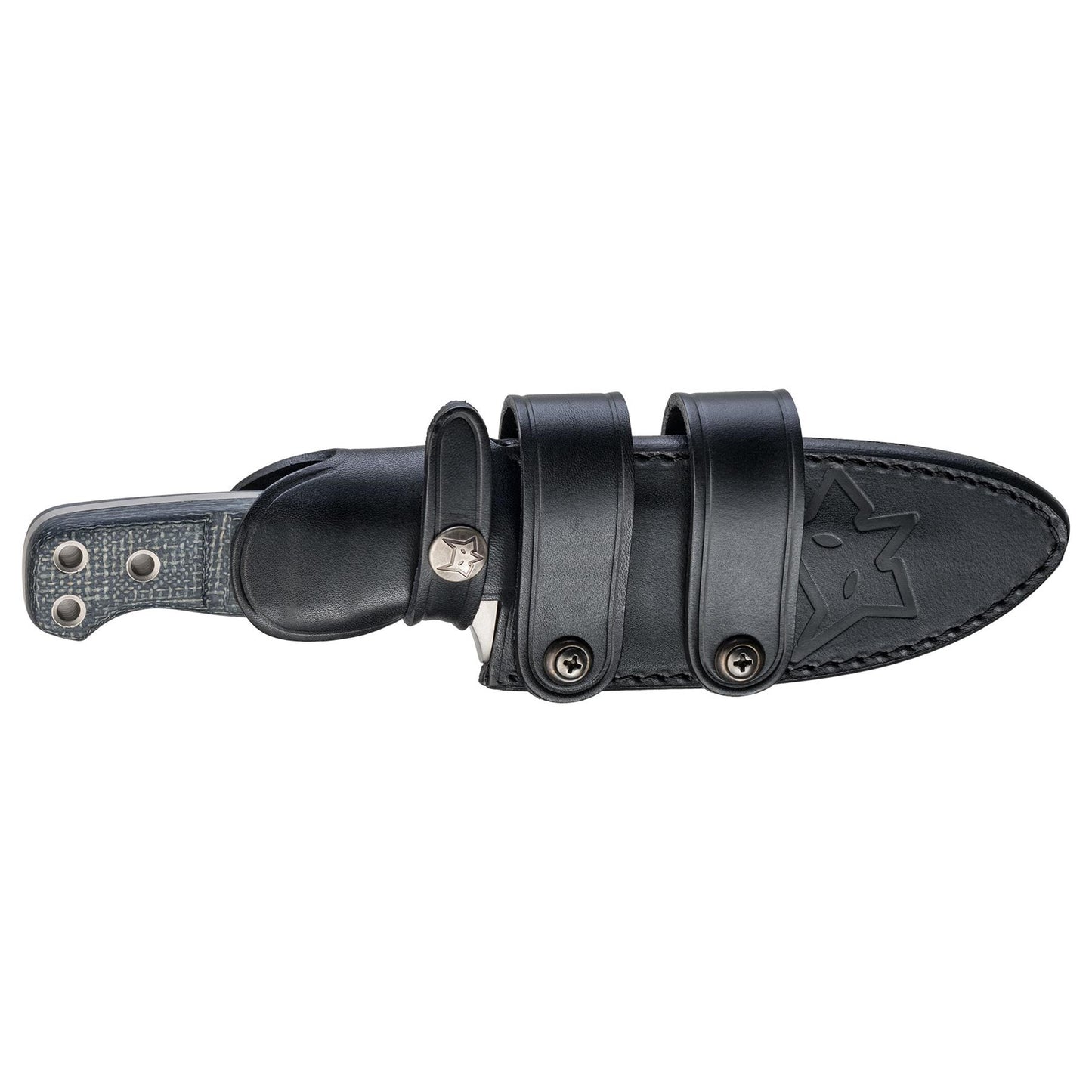 Fox Knives FX-103 MB fiksuotas peilis su tvirtu Niolox plieno ašmeniu ir odine dėklu patogiam nešiojimui.