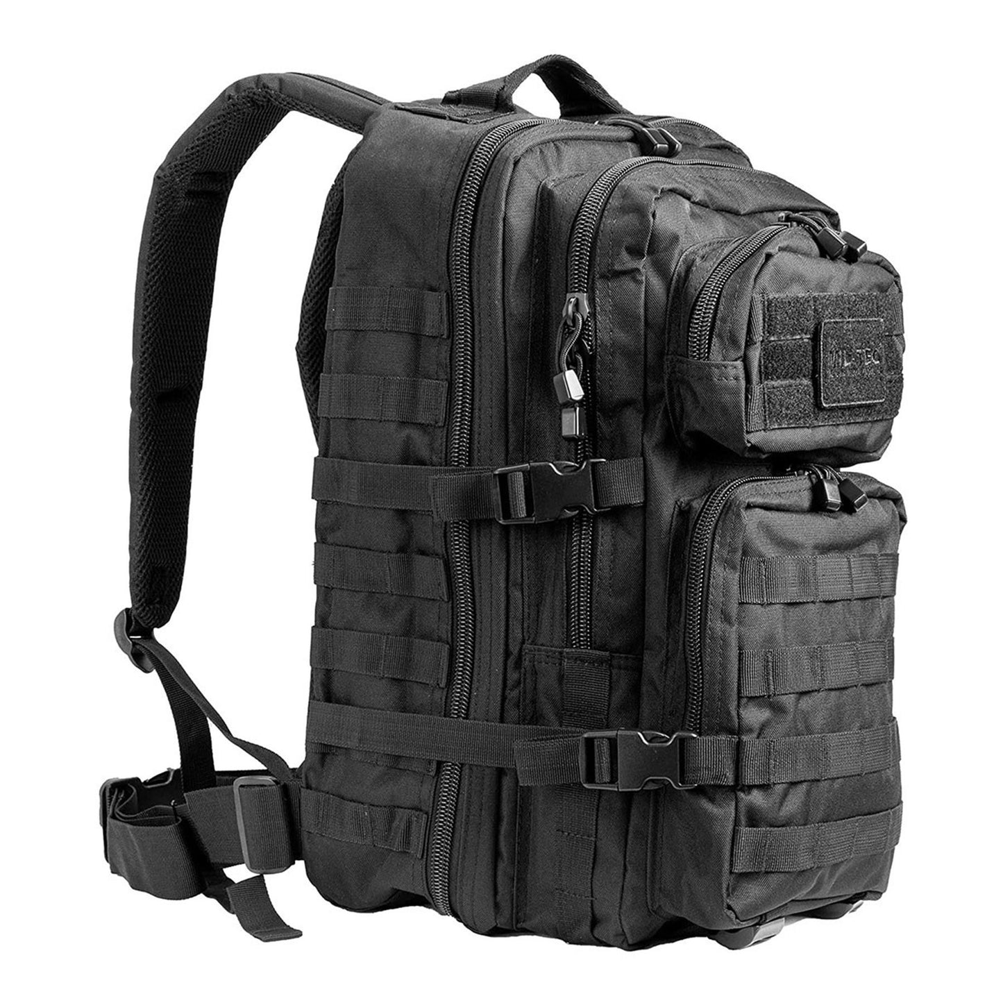 MIL-TEC U.S. Assault taktinė 36litrų kuprinė molle tipo tvirtinimai juoda, tvirta, patogi ir funkcionali kuprinė kelionėms.