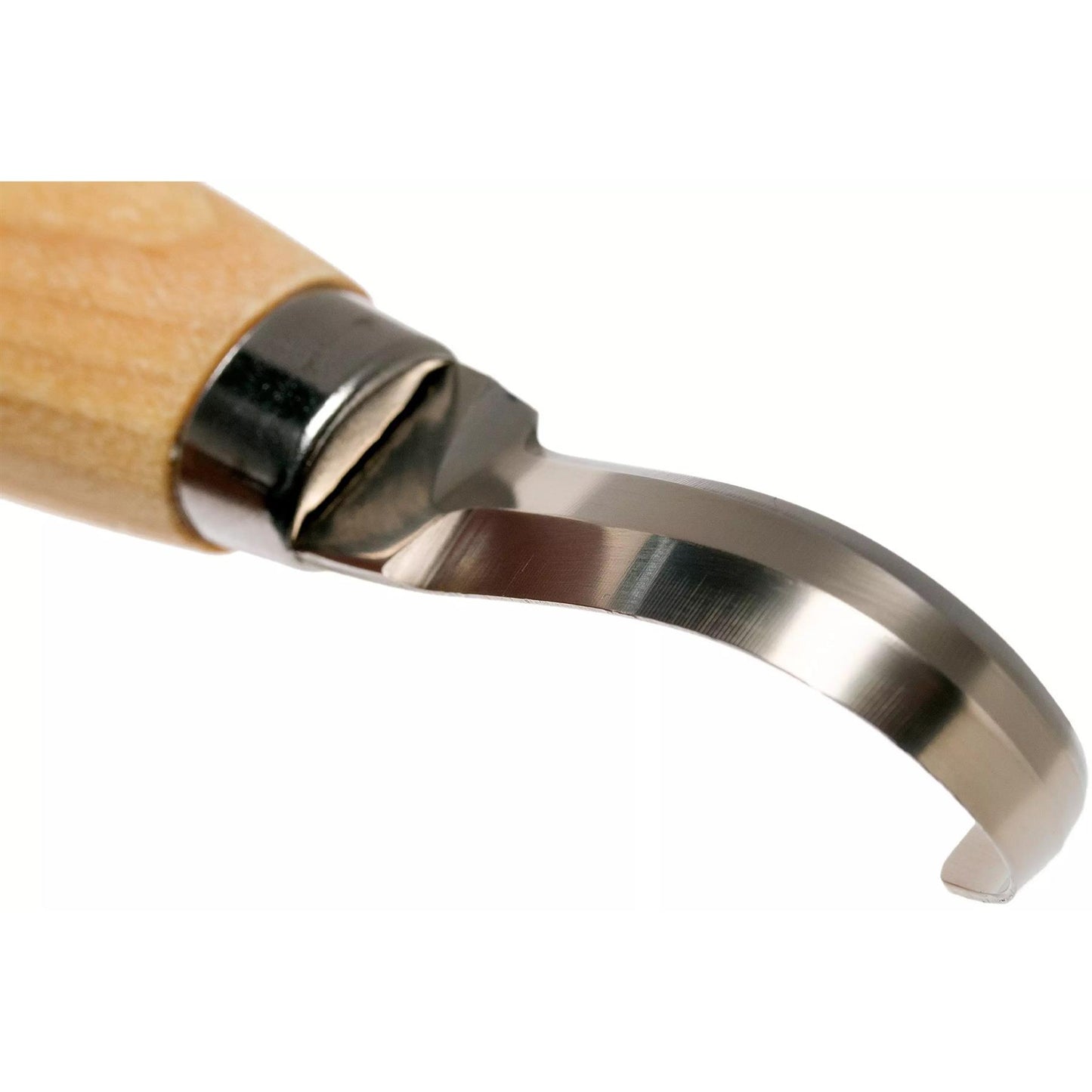 Morakniv® Wood Carving Hook Knife 164 kairinė/dešinė medžio drožinėjimo peilio geležtė su medine rankena.