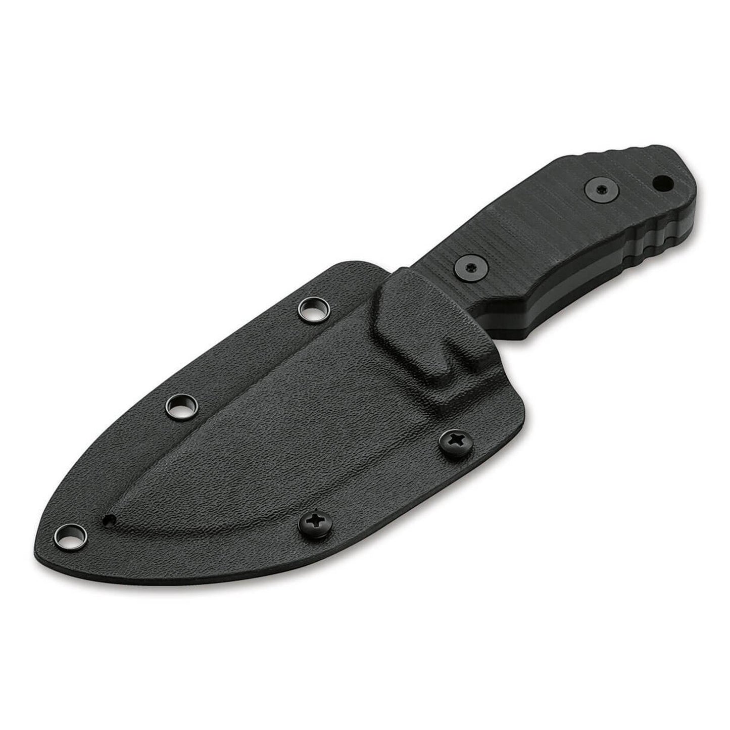 Boker Plus Little Dvalin Black fiksuotas peilis juodame dėkle su G10 rankena ir D2 plieno ašmenimis
