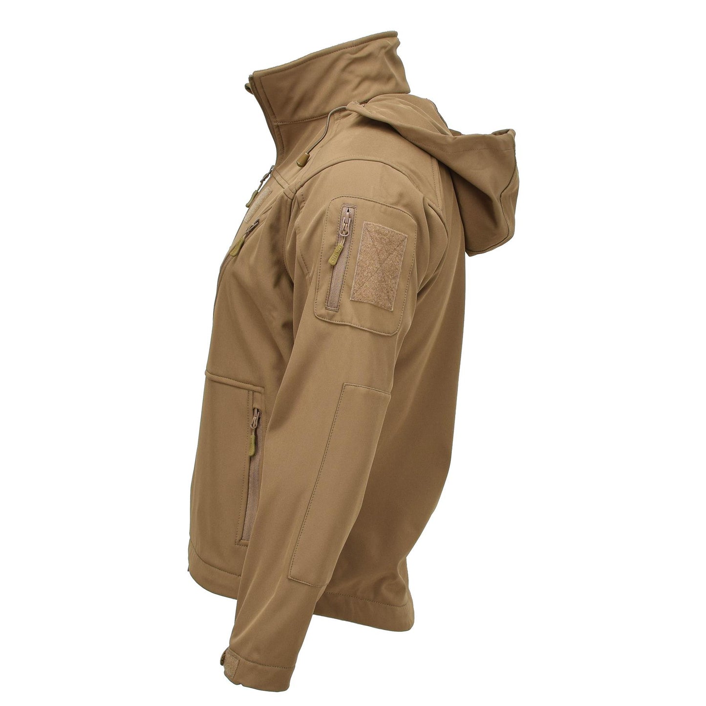 MIL-TEC soft shell waterproof tactical jacket in light brown color