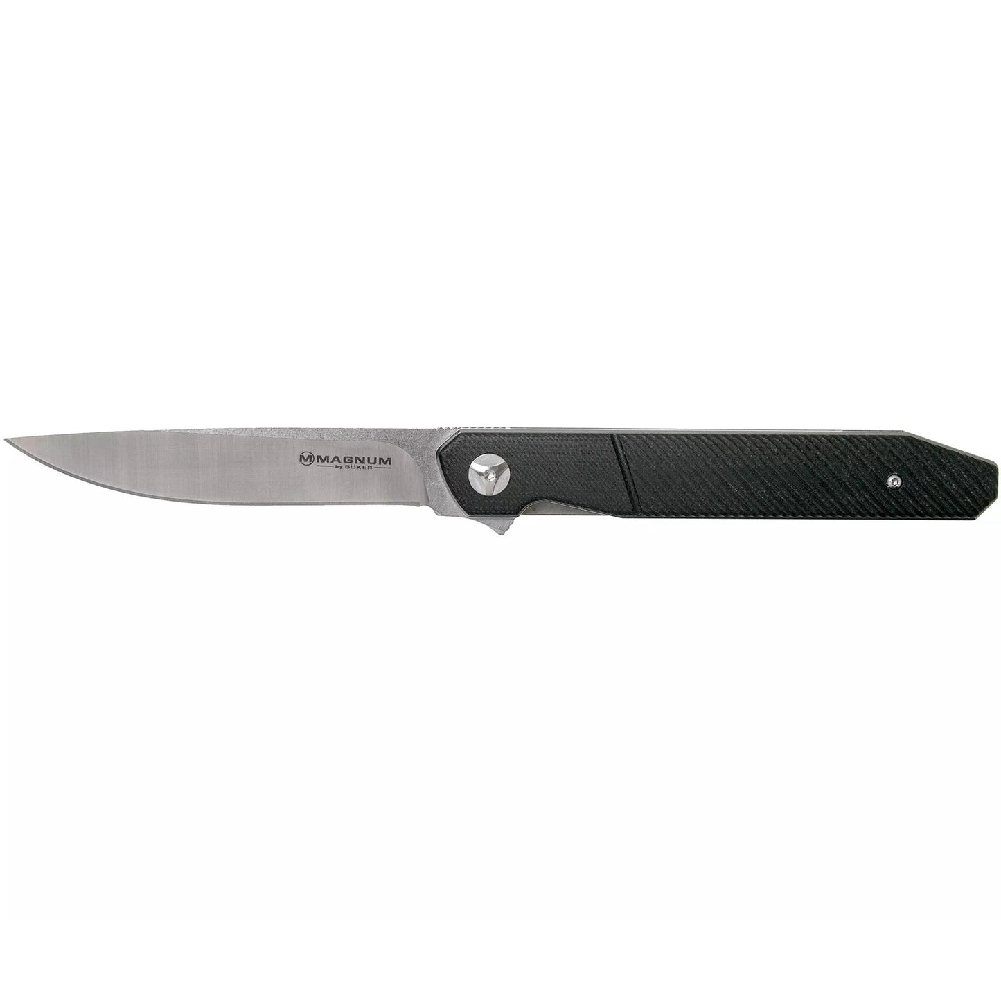 Boker Magnum Miyu sulankstomas peilis su juoda G10 rankena ir satininiu 440A plieno ašmeniu