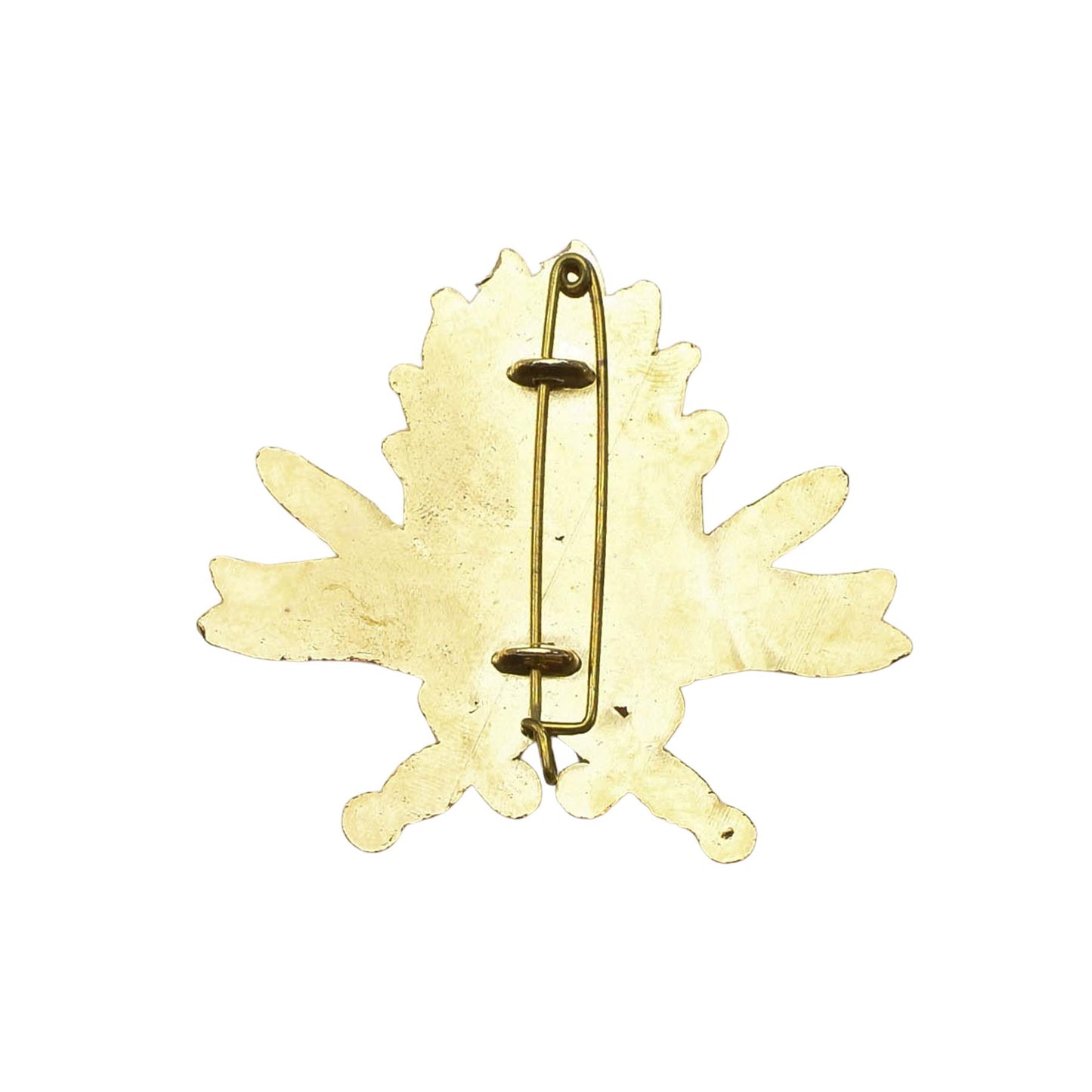 Prancūzijos kariuomenės metalinis aukso spalvos ženkliukas "Gendarmerie" su žandarmerijos geltona sage, beretės aksesuaras.