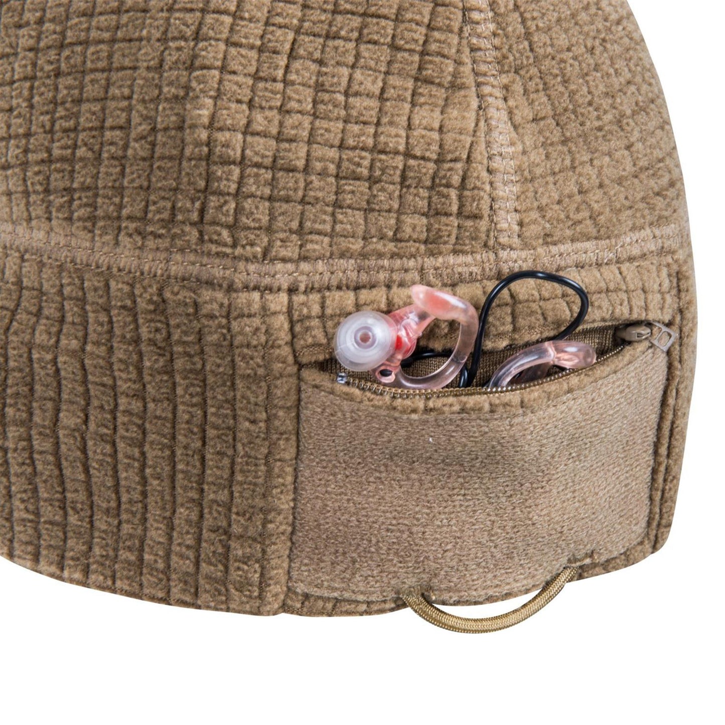 Helikon-Tex Range Beanie stiliaus kepurė juoda su Grid Fleece audiniu ir praktiška kišenė smulkmenoms.
