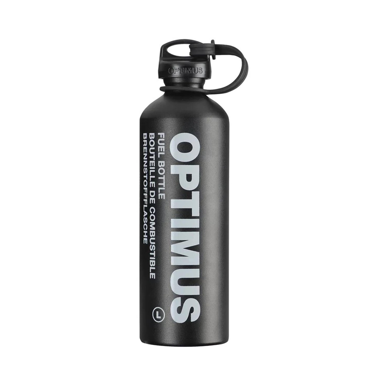 Optimus lengas patvarus degalu butelis Juodas, aliuminis, sandarus kamštis, talpa 600ml arba 1L.