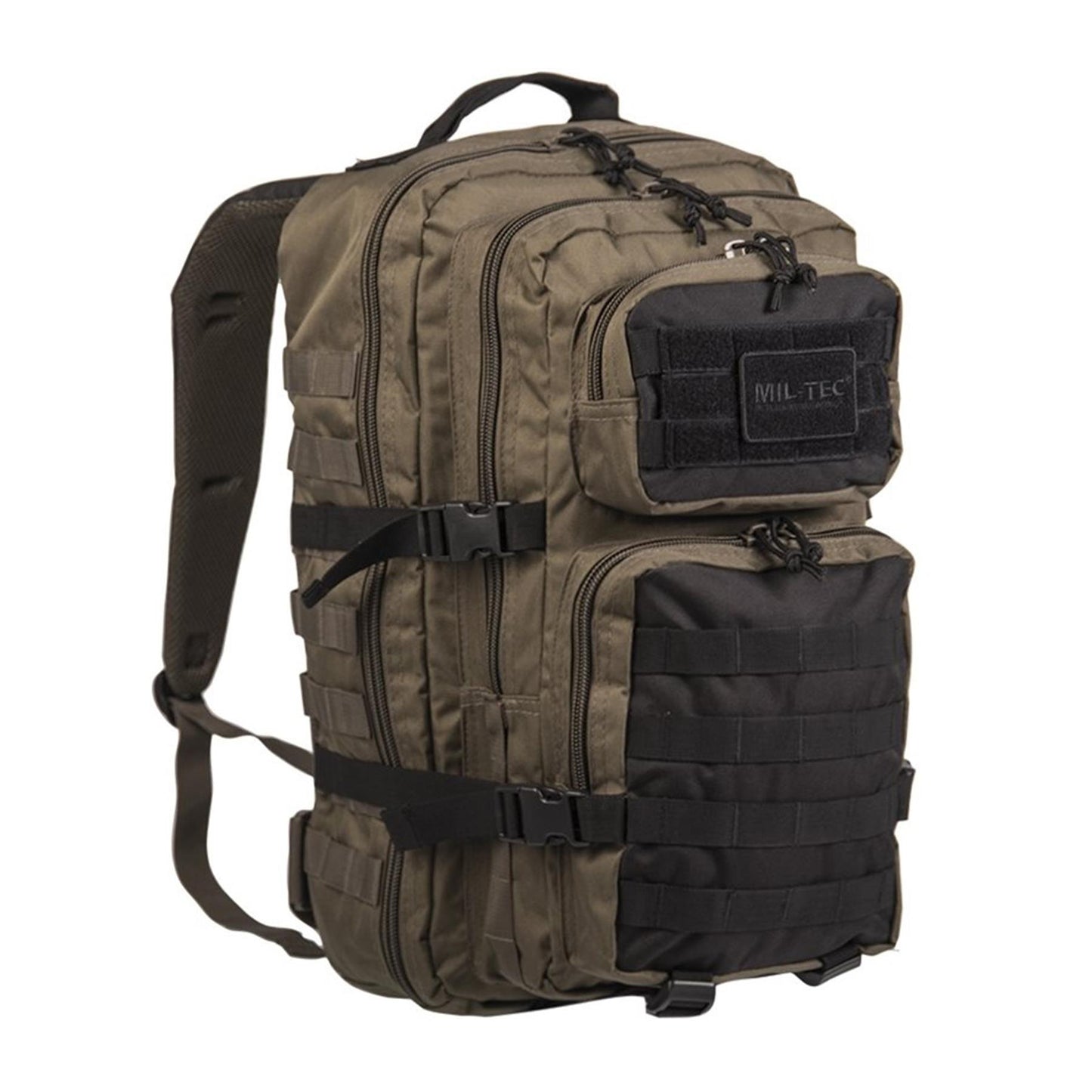 MIL-TEC Assault Ranger trekingo 36l kuprinė alyvuogių ir juodos spalvos, atspari vandeniui ir patvari.