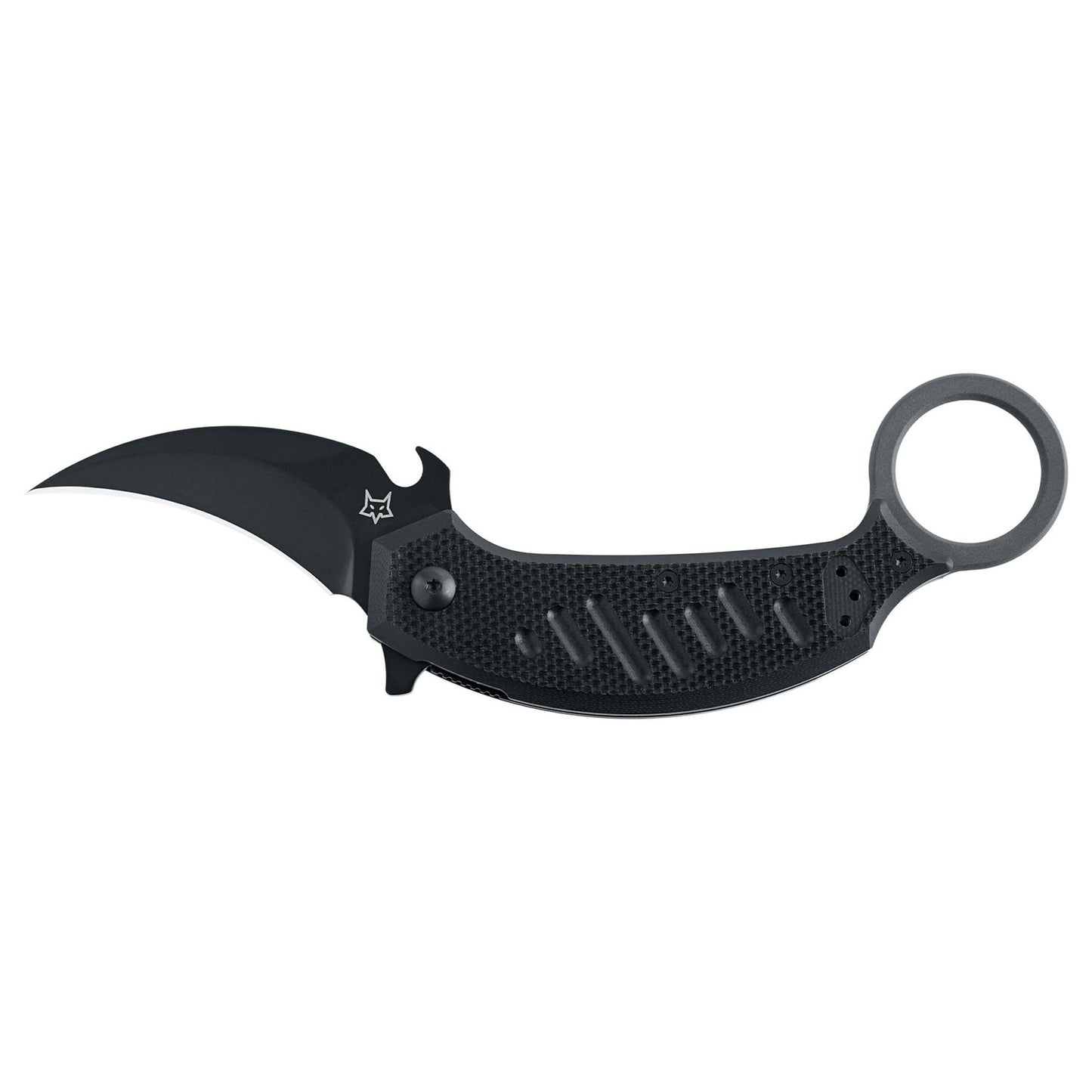 Fox Knives FOX PIKAL FX-826 taktinis sulankstomas karambito tipo peilis iš N690Co plieno juodos spalvos.