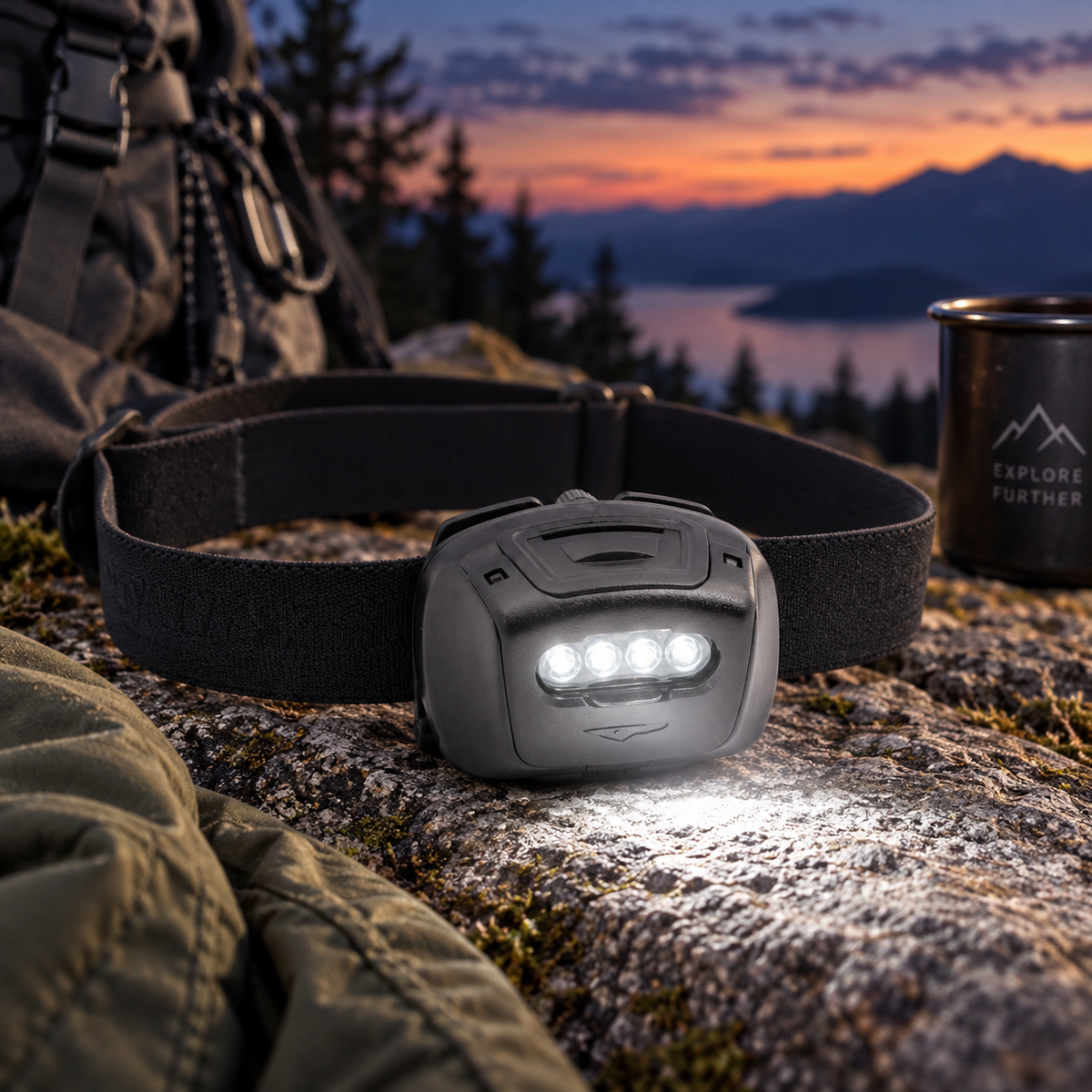 Princeton-Tec Quad Tactical MPLS galvos žibintas 78 lm IPX7 juodas