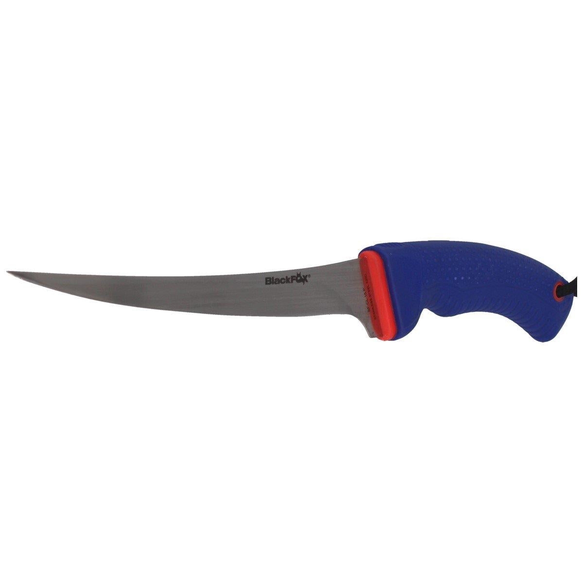 Fox Knives fiksuotas filė peilis su satinuota dangta pagamintas iš 420C plieno mėlyna PP rankena