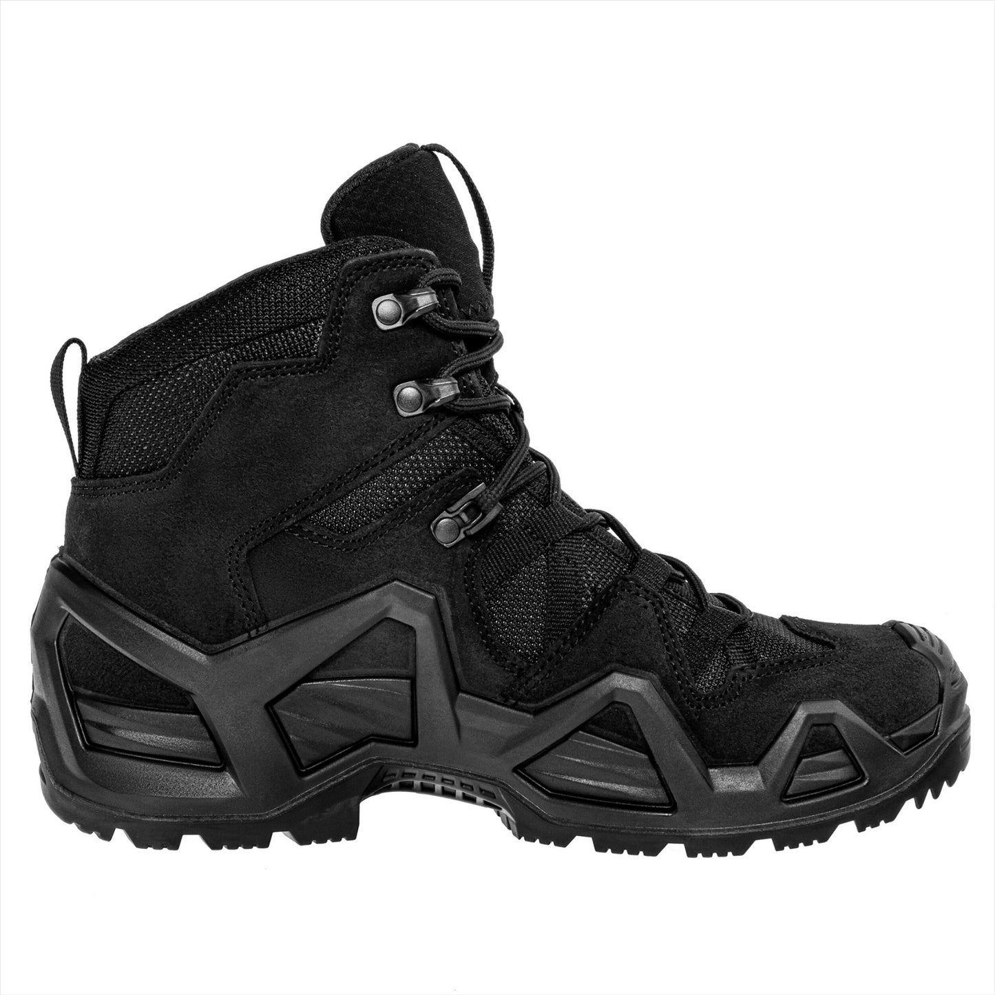 Lowa Zephyr GTX MD TF taktiniai batai su Gore-Tex membrana juodos spalvos, vidutinio aukščio, patvarūs ir komfortiški.