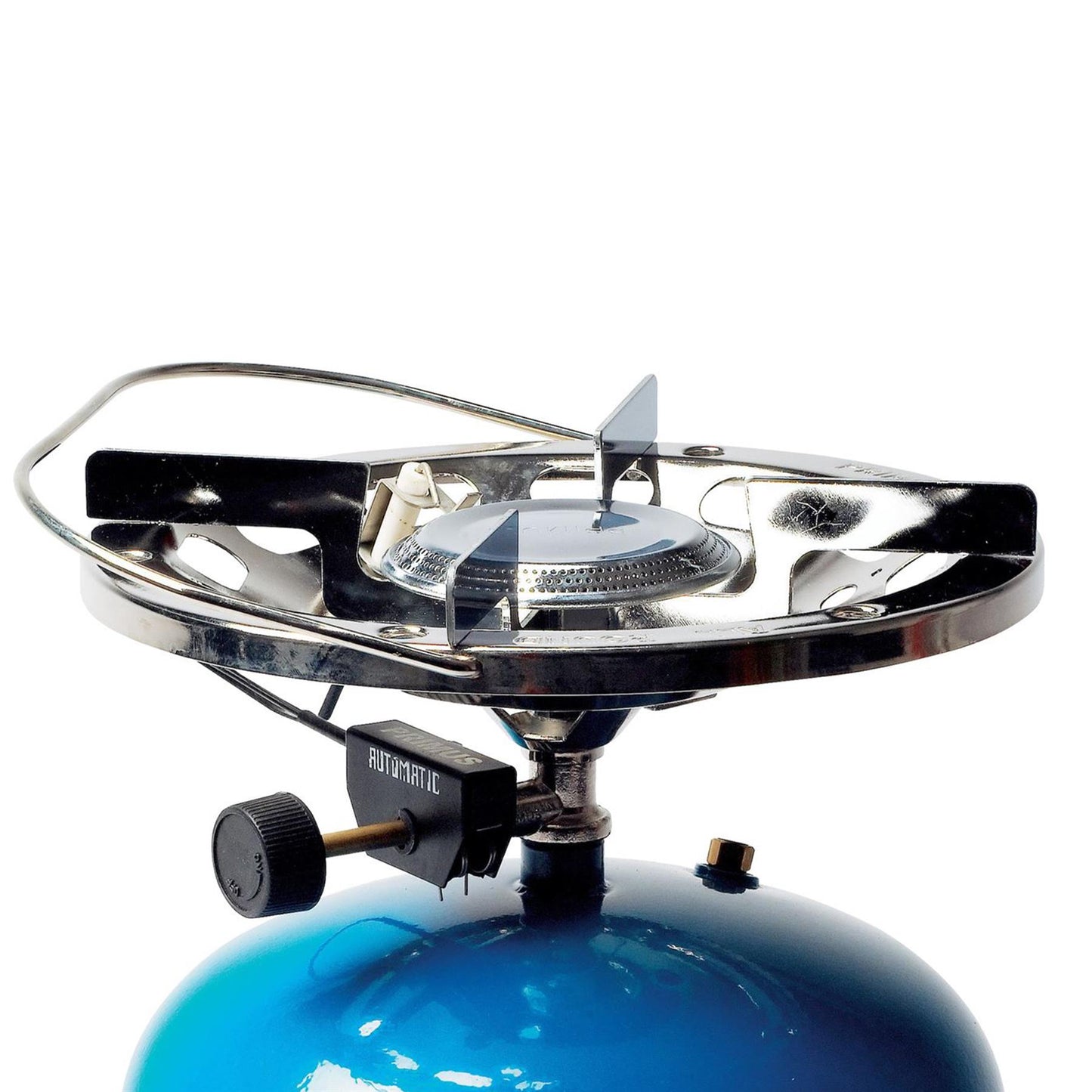 Primus Frigg turistinė viryklė su integruotu įžiebikliu, vieno degiklio, tvirta gamtinėms sąlygoms.