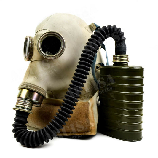 Polish military vintage SR1 gas mask with hose and filter