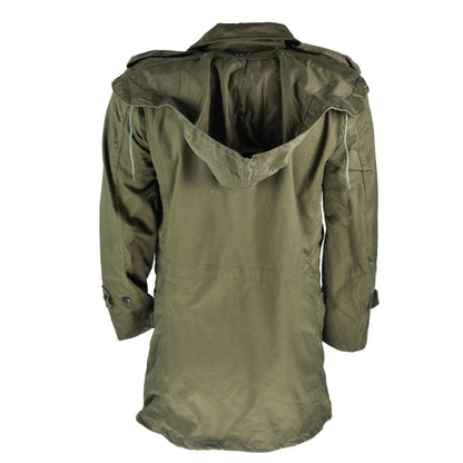 Greek army parka style coat in olive color