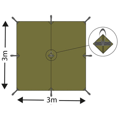 MFH large waterproof tarpaulin with loops 300x300cm Olive