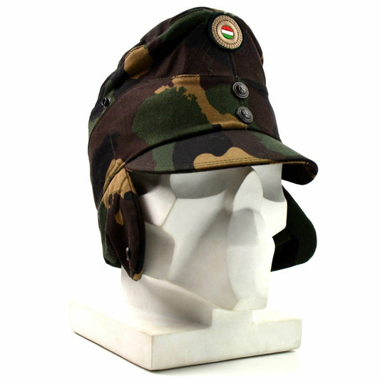 Hungarian army winter cap with beak and badges