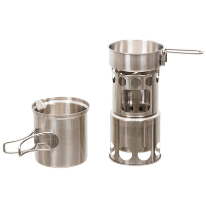 MFH Travel Stainless Steel Cookware Set with Stove