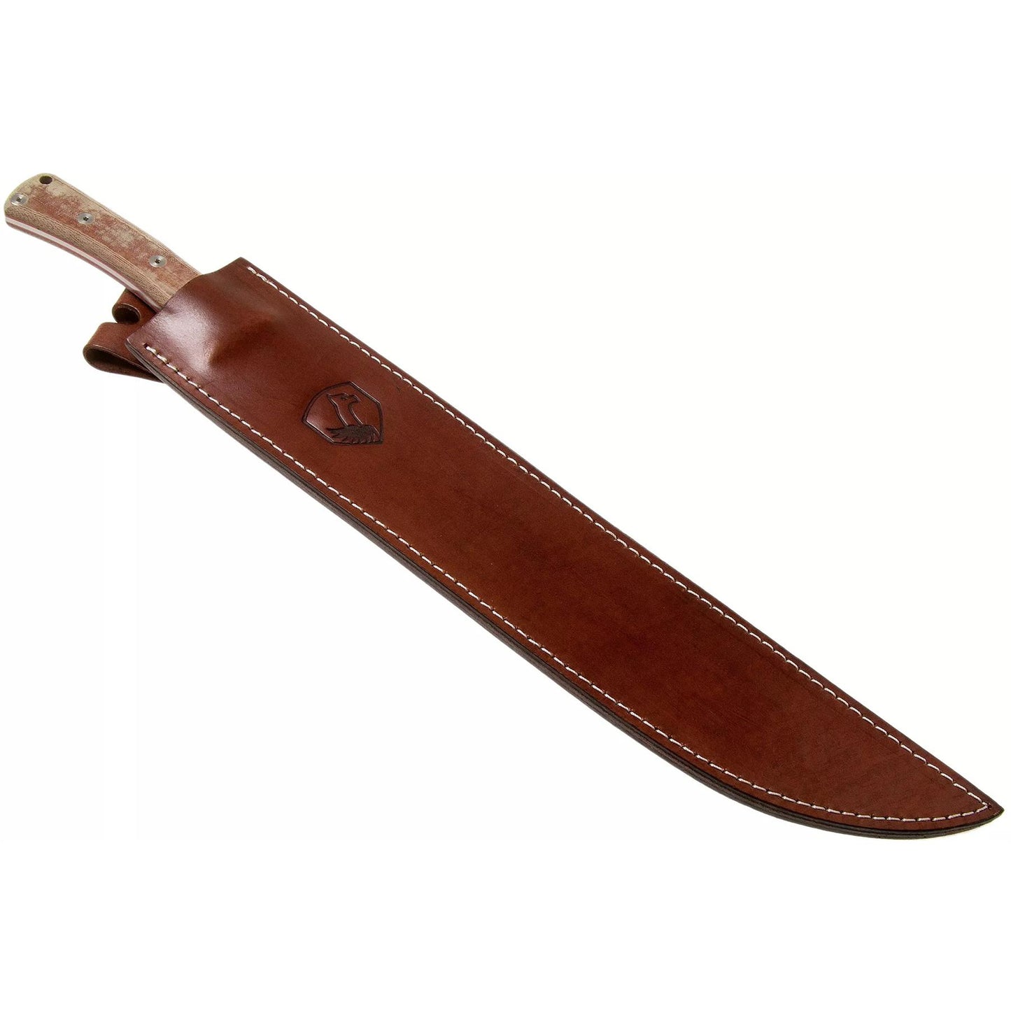 Condor Mountain Pass machete with straight blade micarta handle and leather sheath