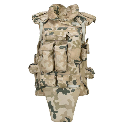 Polish army tactical vest with holsters for storing equipment and pockets for placing plates