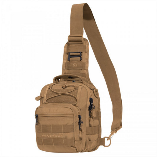PENTAGON UCB 2.0 Chest krepšys 7L su MOLLE sistema, tvirtas taktinio stiliaus krūtinės krepšys pilkos spalvos.