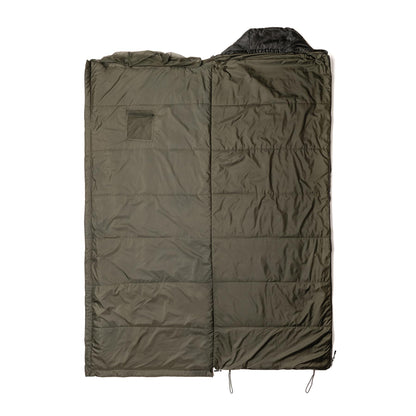 Snugpak miegmaišis 220cm su integruotu tinklu nuo vabzdžių alyvuogių spalvos, skirtas komfortui gamtoje.