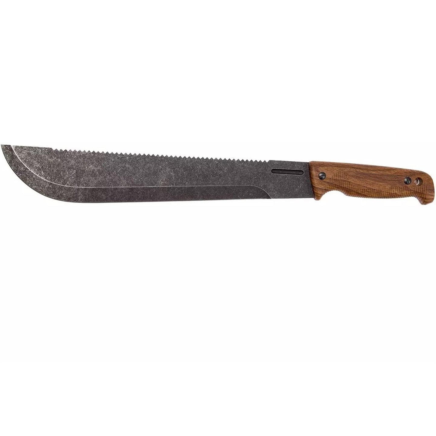 EKA MachBlade W1 mačetė su 12C27 plieno ašmenimis ir medine ergonomine rankena pjovimui ir genėjimui.