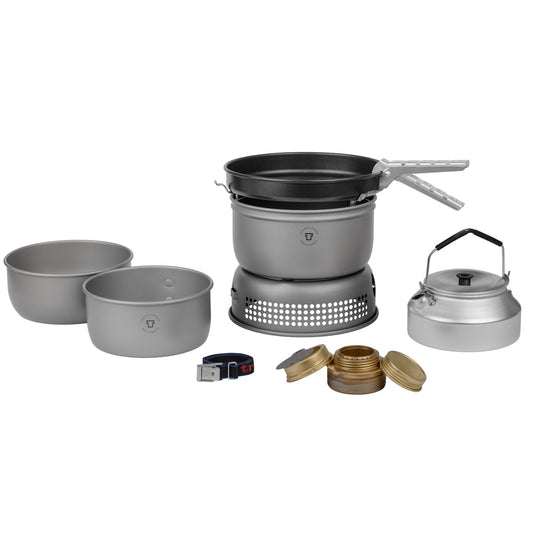 Trangia non-stick camping cookware set with liquid fuel stove