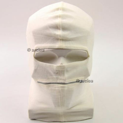 Italian military vintage balaclava with zipper in white