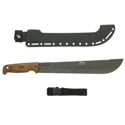 EKA MachBlade W1 mačetė su 12C27 plieno ašmenimis, pjūklo stiliaus nugarėle ir Kydex dėklu.