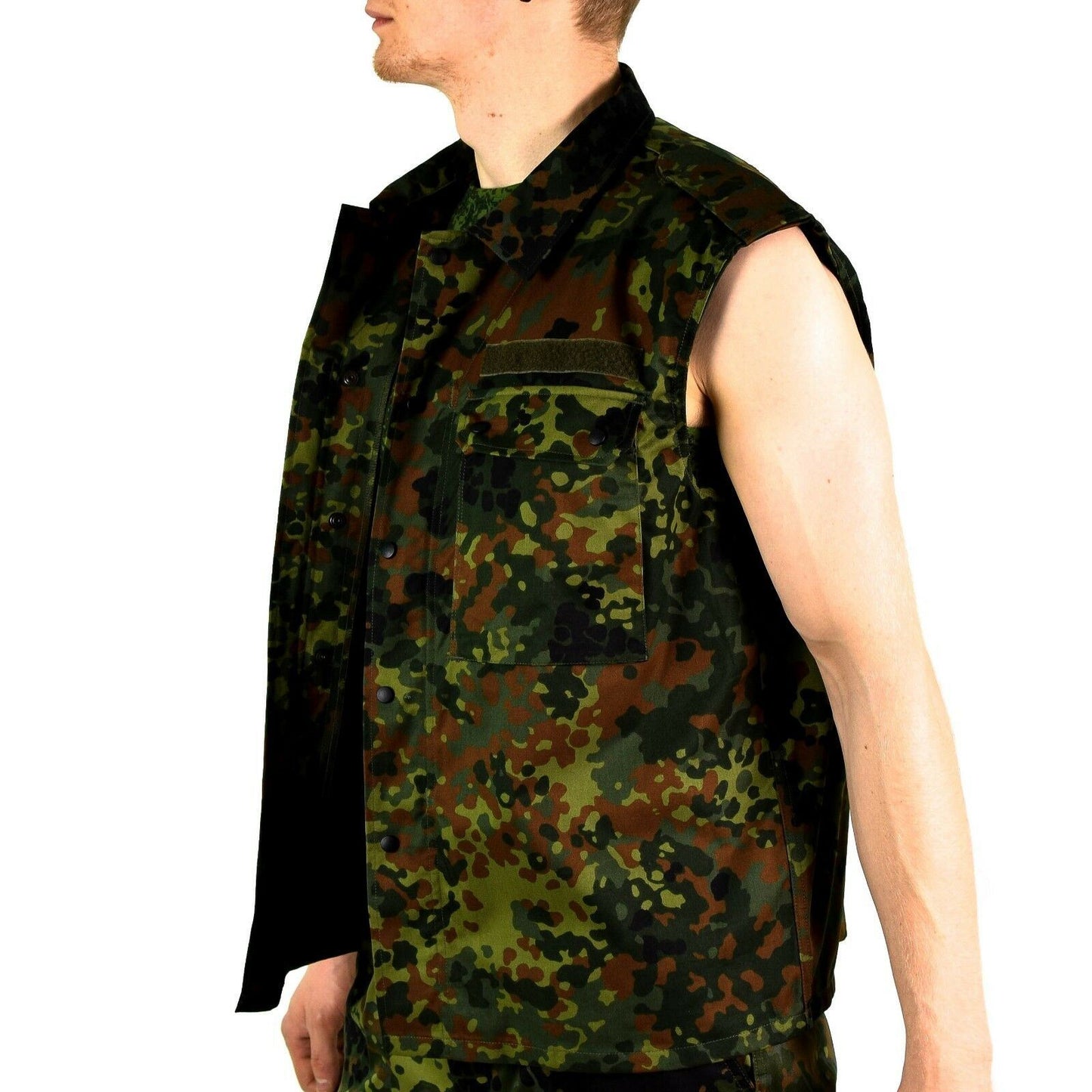 German military vest with zipper Flecktarn print