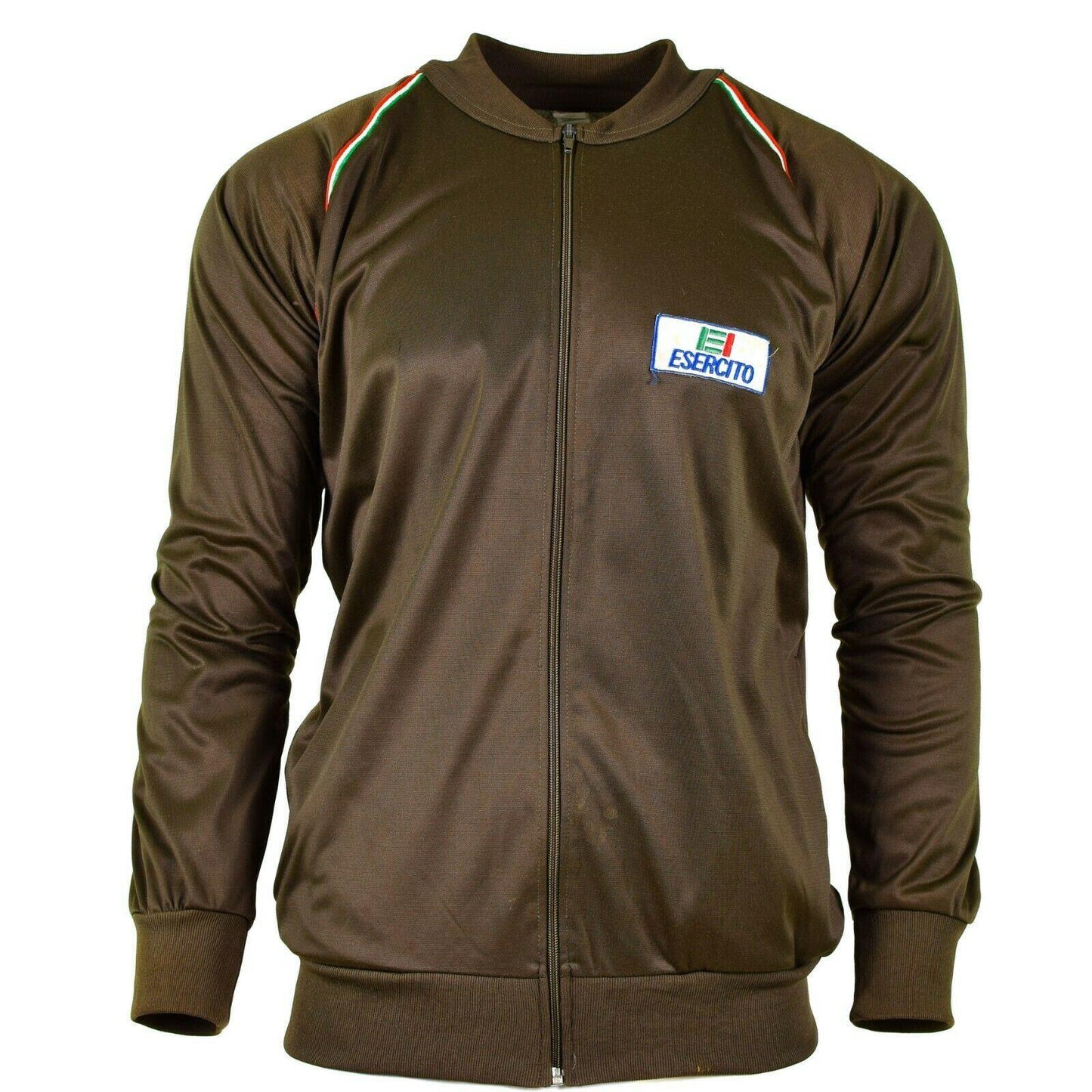 Italian army sports jacket with zipper in brown