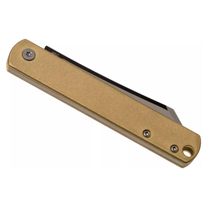 Boker Plus Zenshin 42 Brass sulankstomas peilis su bronzine rankena, juodu geležtes kraštu ir užrakinimo mechanizmu