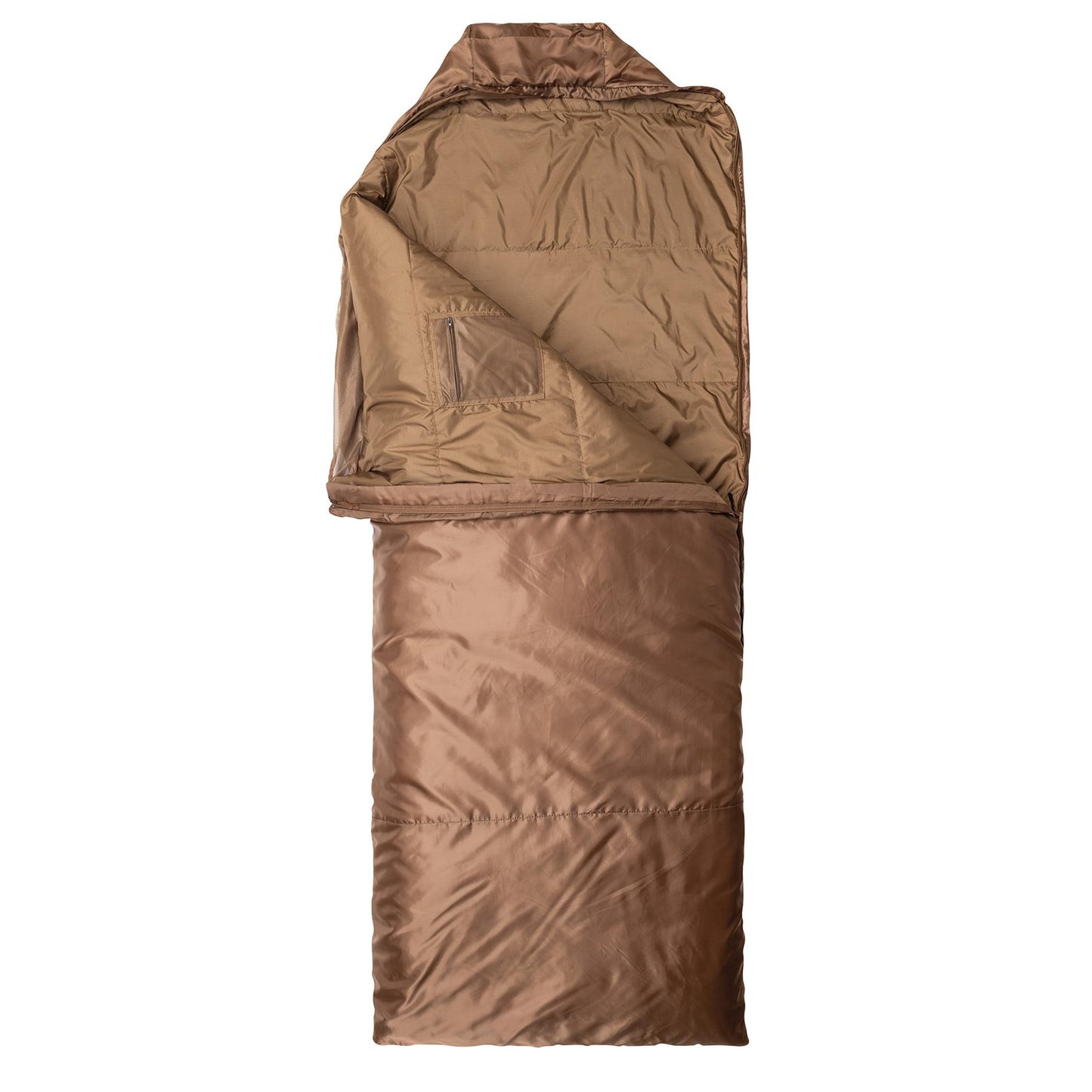 Snugpak miegmaišis 220cm su integruotu tinklų nuo vabzdžių rudos spalvos, lengvas ir kvėpuojantis vasarai.
